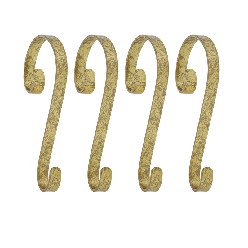 Gold Foil Ornate Scroll Stocking Holders, 4 Pack