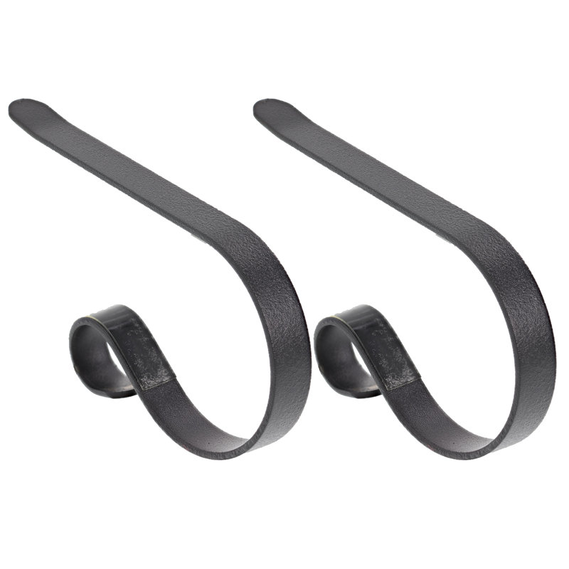 Matte Black Metal MantleClip Stocking Holder Set