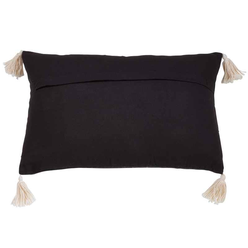 Natural Cotton Rectangular Throw Pillow with Tassels