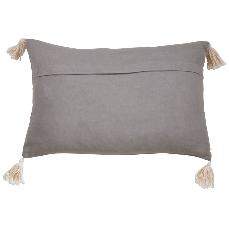 Natural Cotton Rectangular Throw Pillow with Tassels