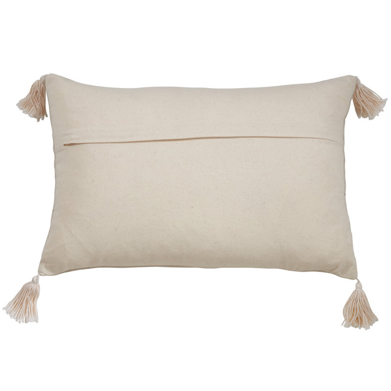 Natural Cotton Rectangular Throw Pillow with Tassels