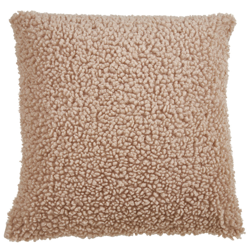 Natural Faux Fur Square Throw Pillow with Poly Fill