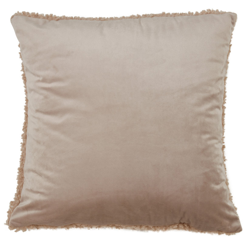 Natural Faux Fur Square Throw Pillow with Poly Fill