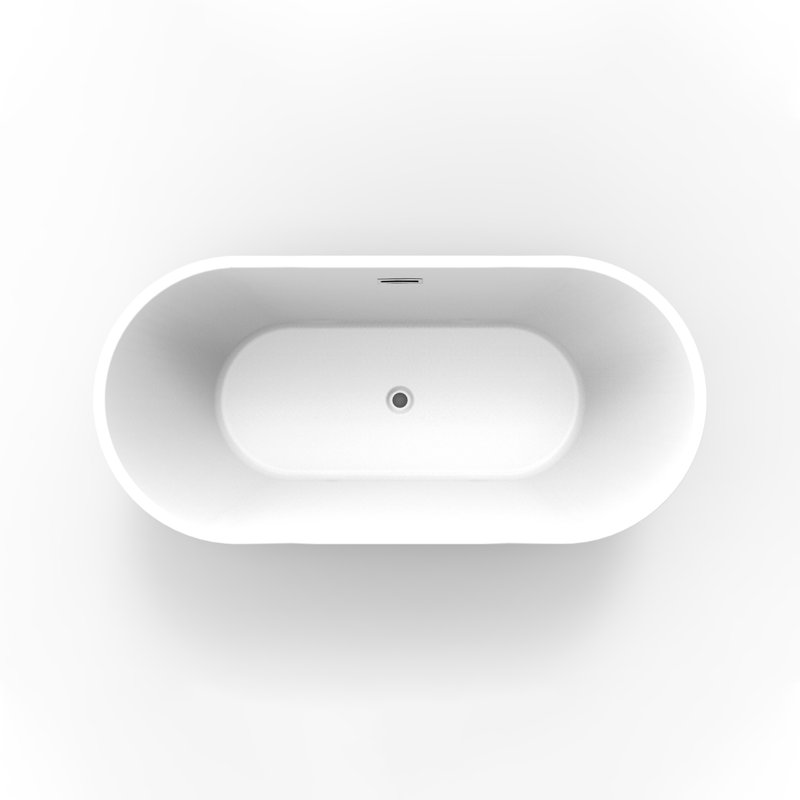67'' White Freestanding Oval Acrylic Soaking Bathtub
