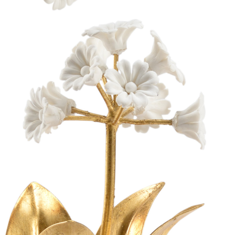 Clear and Gold Floral Arrangement in Glass Vase
