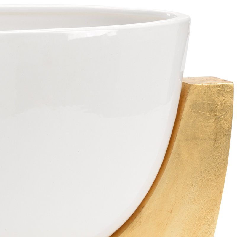 Gloss White Porcelain Bowl with Gold Stand