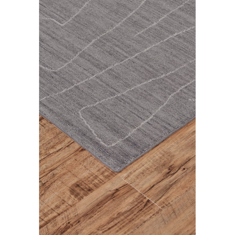 Lennox Abstract Gray Viscose 5' x 8' Hand-Loomed Area Rug