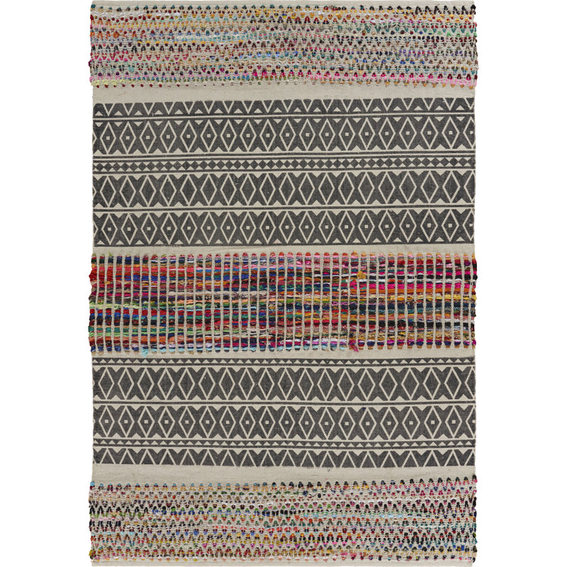 Vogue Geometric Gray Cotton & Synthetic 3' x 5' Area Rug