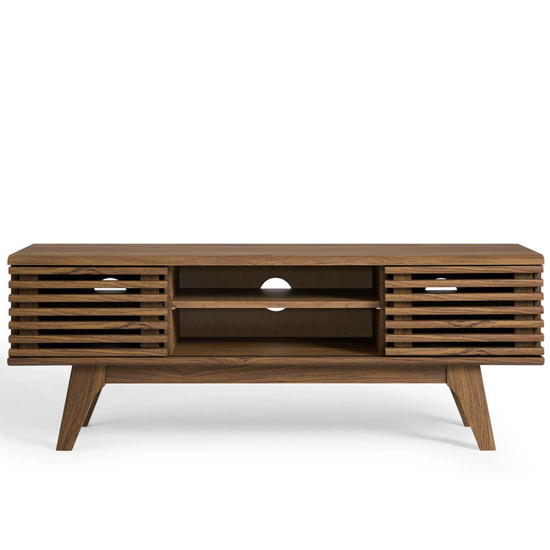 Walnut 46" Mid-Century Modern Media Console with Cabinet