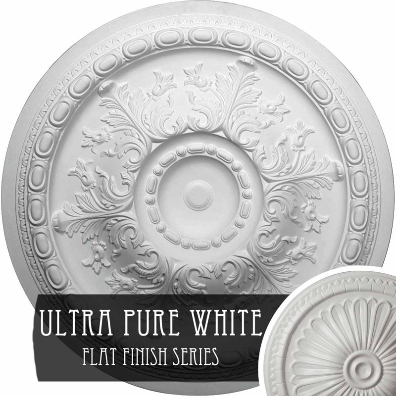 Ultra Pure White Hand-Painted Ornate Ceiling Medallion