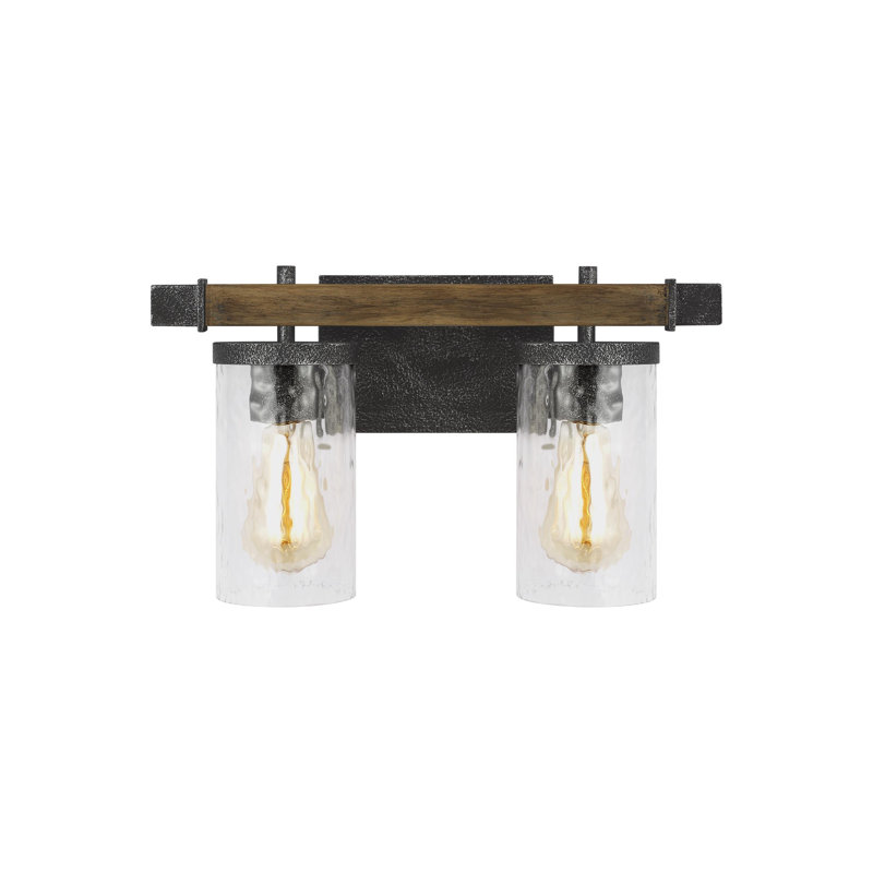 Rustic Industrial Weathered Oak & Slate Grey 2-Light Outdoor Vanity