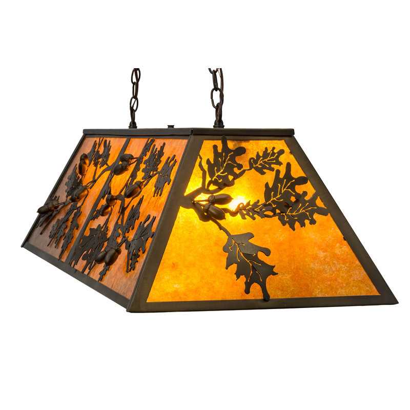 Antique Copper Oak Leaf & Acorn 25" LED Island Pendant