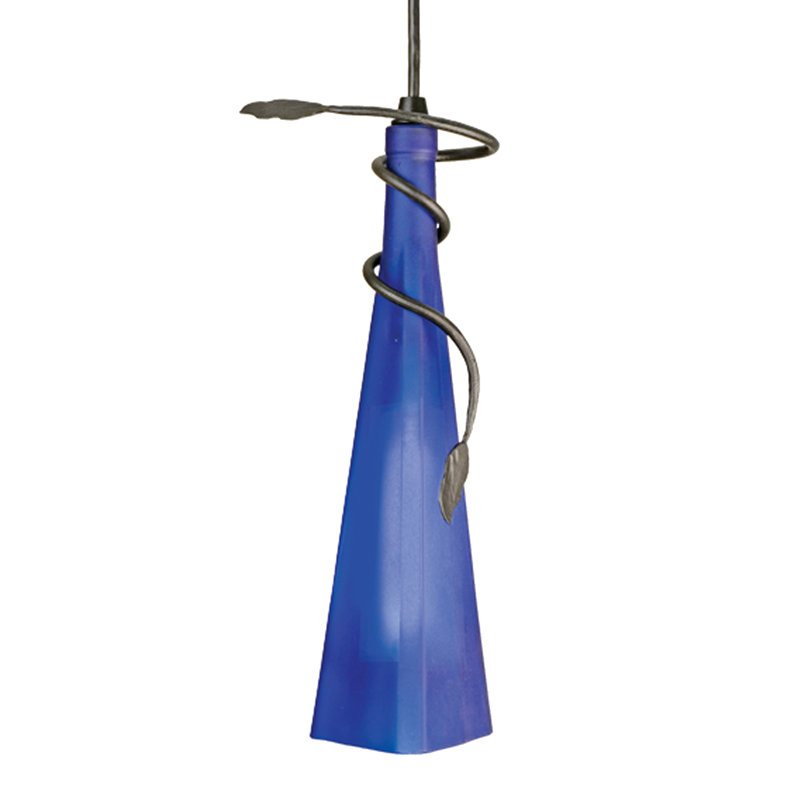 Mini Black Metal Cone Pendant with Colorful Glass Shade