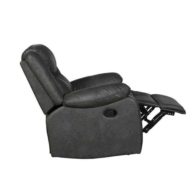 Modern Gray Faux Leather Recliner Chair
