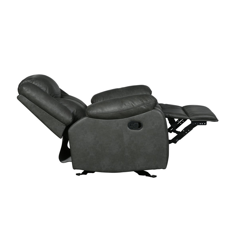 Modern Gray Faux Leather Recliner Chair