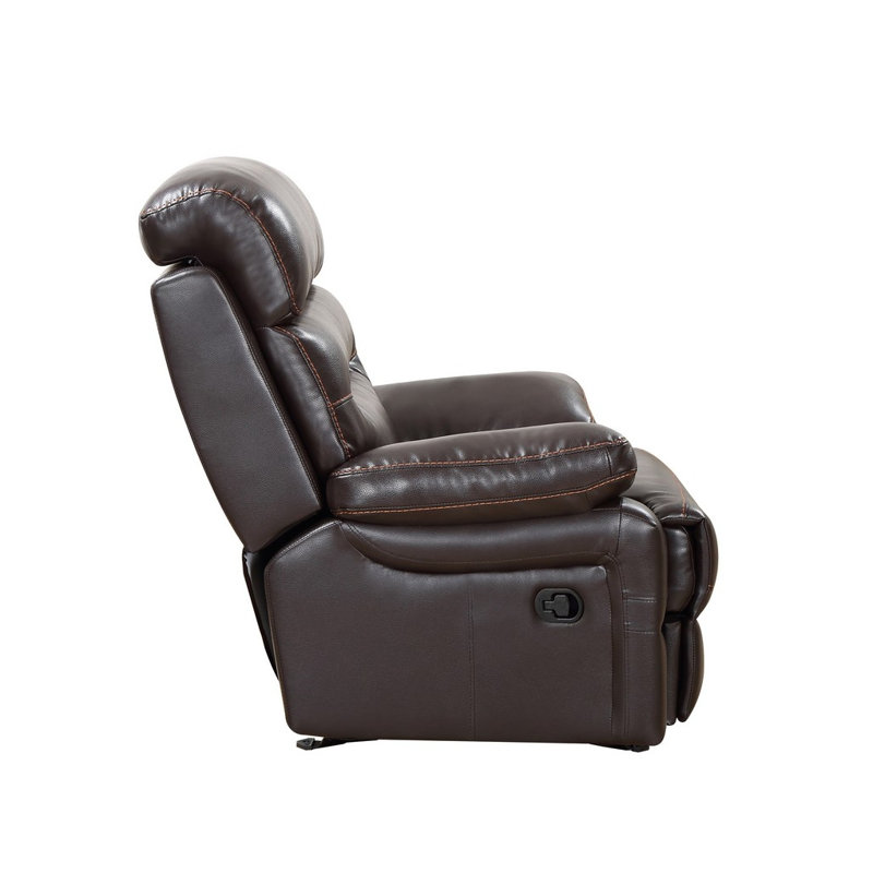 Luxurious 43" Brown Faux Leather Power Recliner with Metal Base