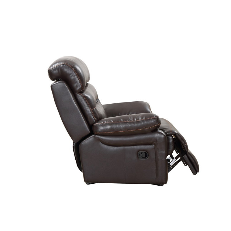 Luxurious 43" Brown Faux Leather Power Recliner with Metal Base