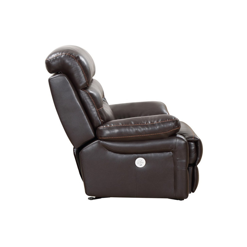 Luxurious 43" Brown Faux Leather Power Recliner with Metal Base