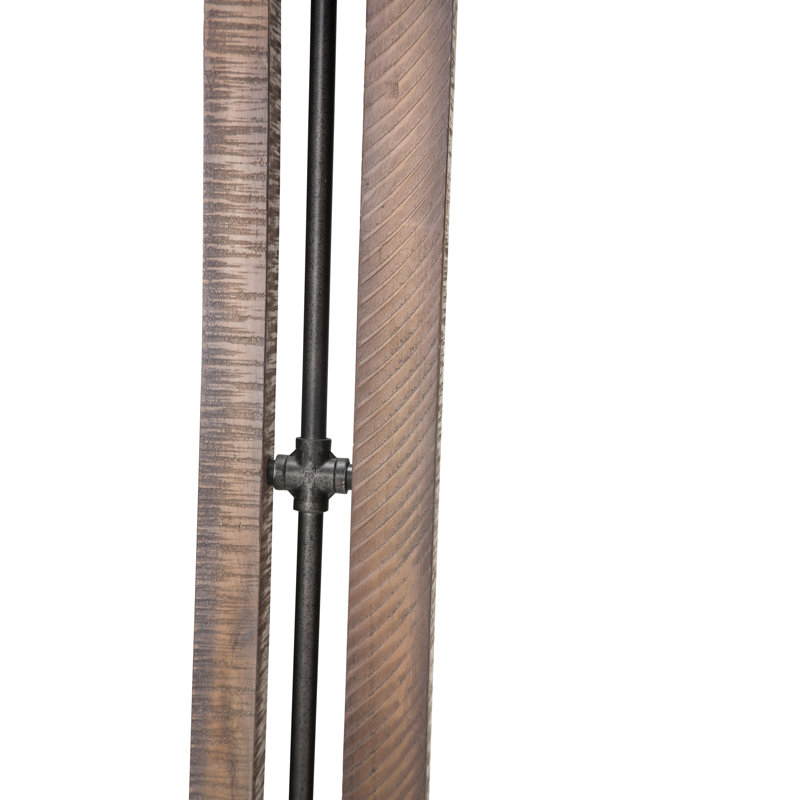 Beige Acacia Wood Transitional Wall Mirror with Metal Accents