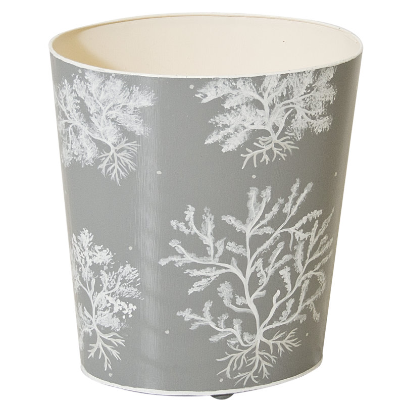 Gray and White Aluminum Decorative Waste Basket