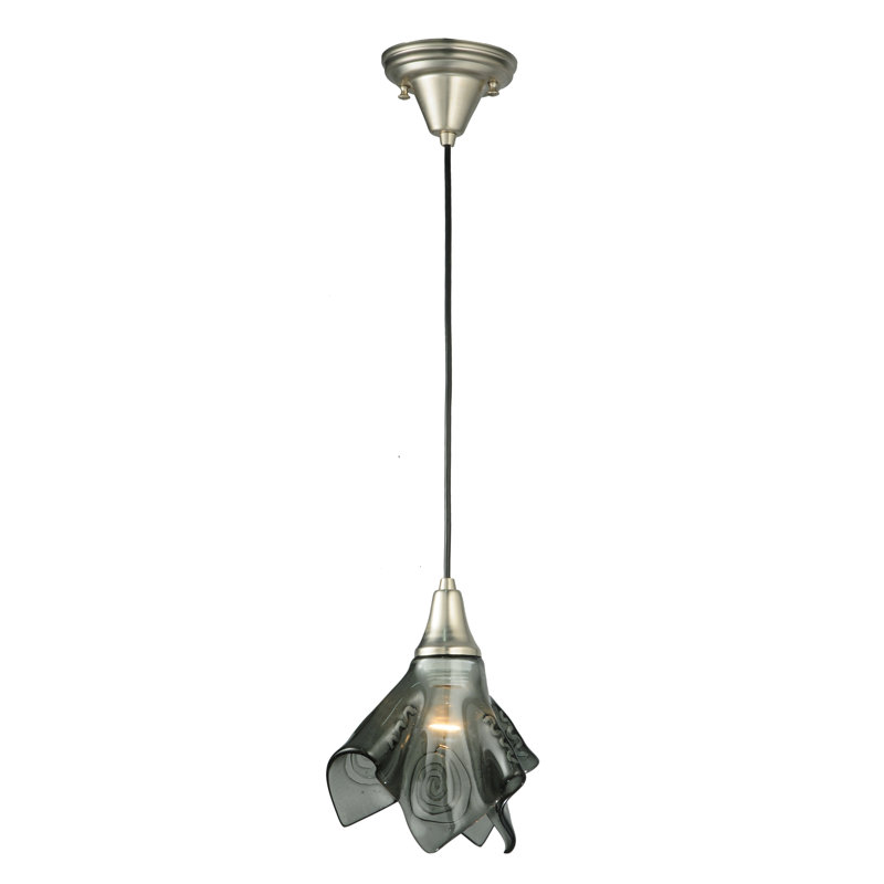 Transparent Black Glass Mini Pendant Light with Nickel Finish