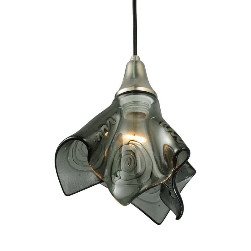 Transparent Black Glass Mini Pendant Light with Nickel Finish