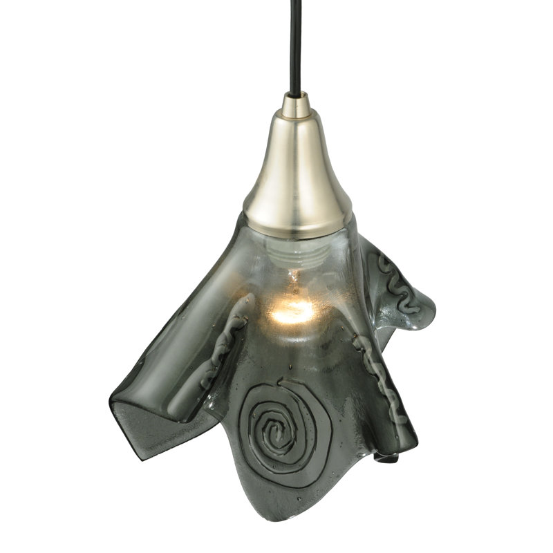 Transparent Black Glass Mini Pendant Light with Nickel Finish