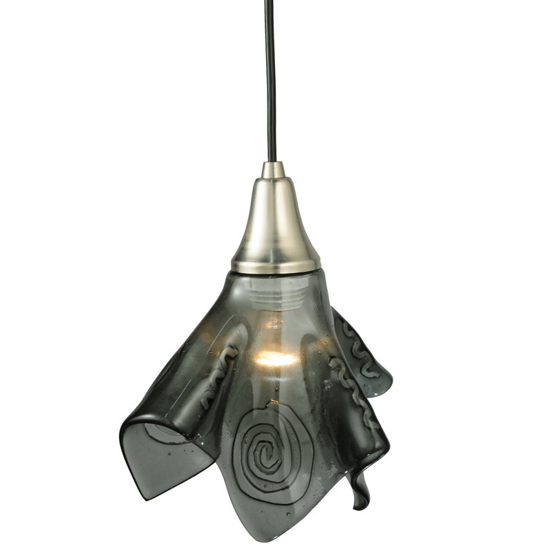Transparent Black Glass Mini Pendant Light with Nickel Finish