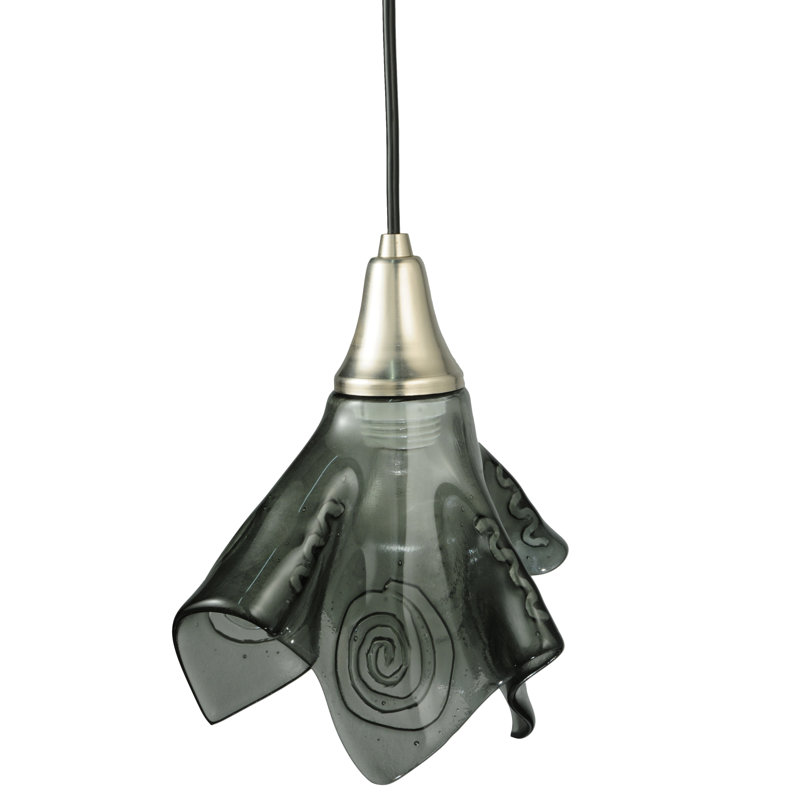 Transparent Black Glass Mini Pendant Light with Nickel Finish