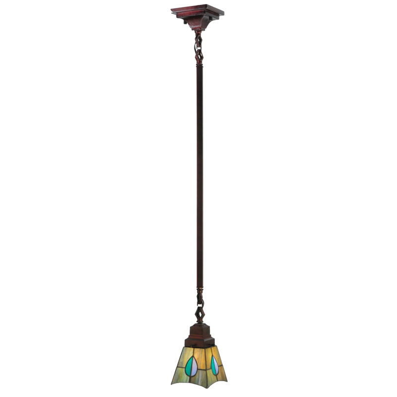 Mackintosh Leaf 5" Bronze & Glass Mini Pendant for Indoor/Outdoor