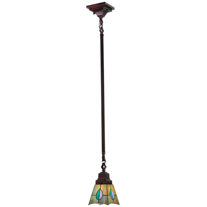 Mackintosh Leaf 5" Bronze & Glass Mini Pendant for Indoor/Outdoor