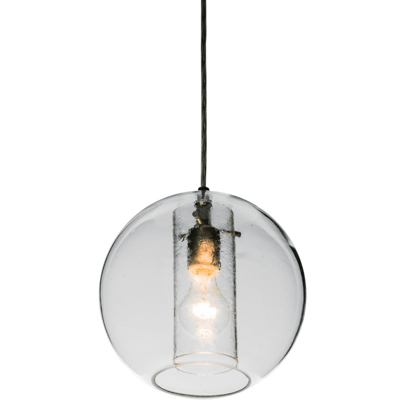 Clear Glass Brushed Nickel Mini Globe Pendant Light