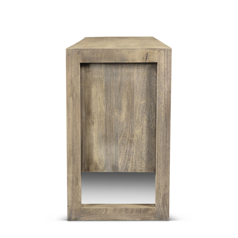 Sandblasted Grey Solid Acacia Wood 4-Door Buffet