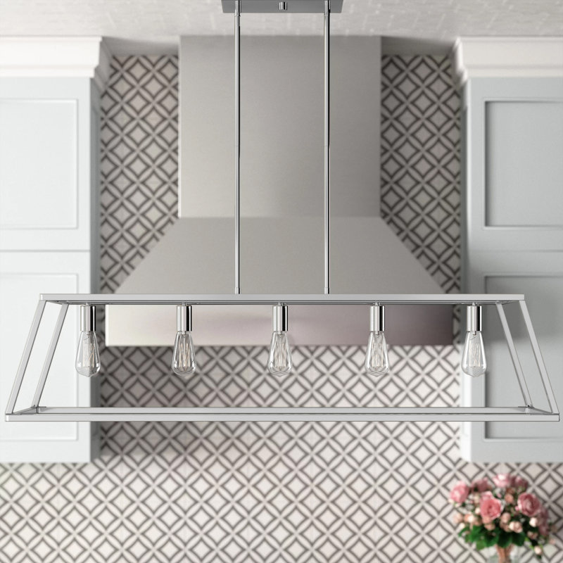 Denton 44" Polished Nickel Linear Kitchen Island Chandelier