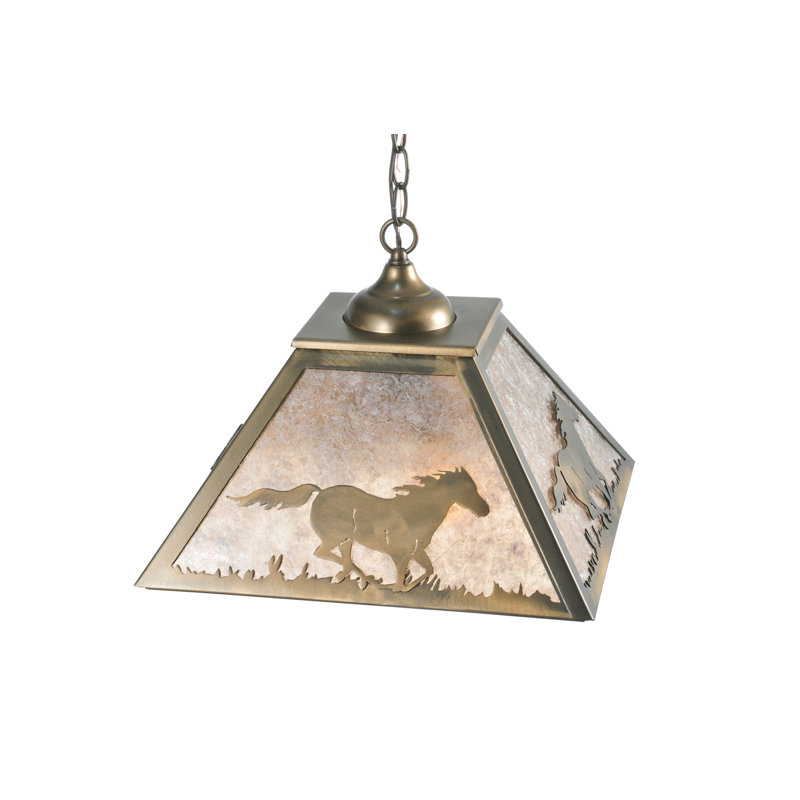 Antique Copper Galloping Horses 2-Light Outdoor Pendant