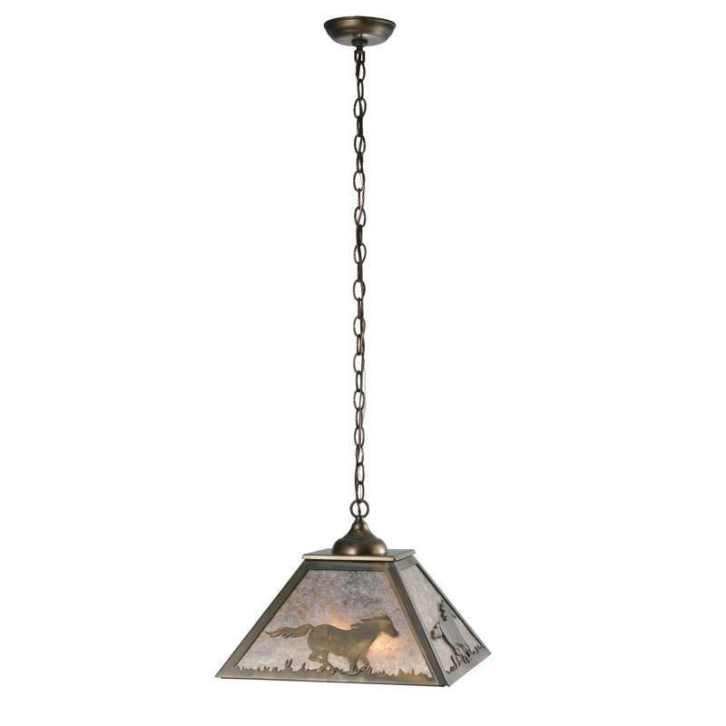 Antique Copper Galloping Horses 2-Light Outdoor Pendant