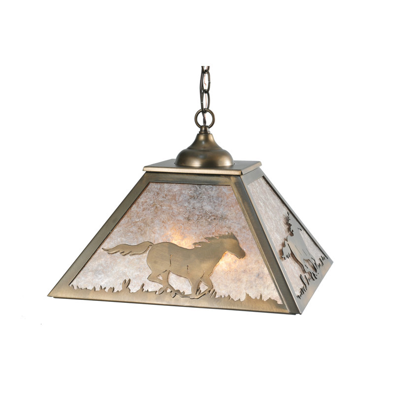 Antique Copper Galloping Horses 2-Light Outdoor Pendant