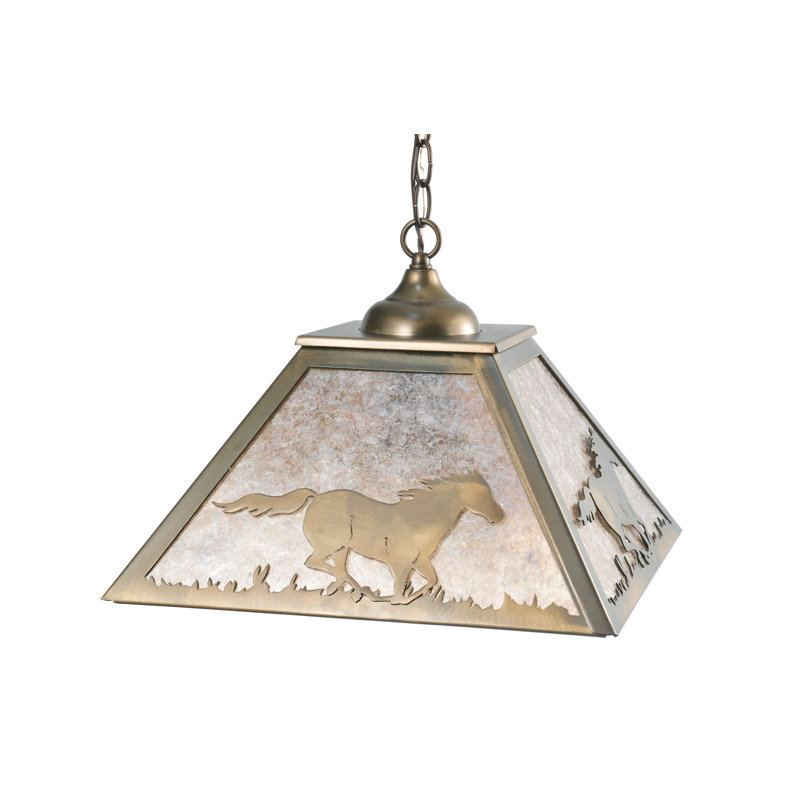Antique Copper Galloping Horses 2-Light Outdoor Pendant