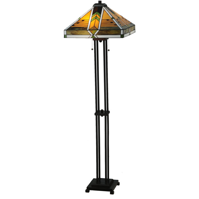 Abilene 56'' Mahogany Bronze Stained Glass Traditional Floor Lamp