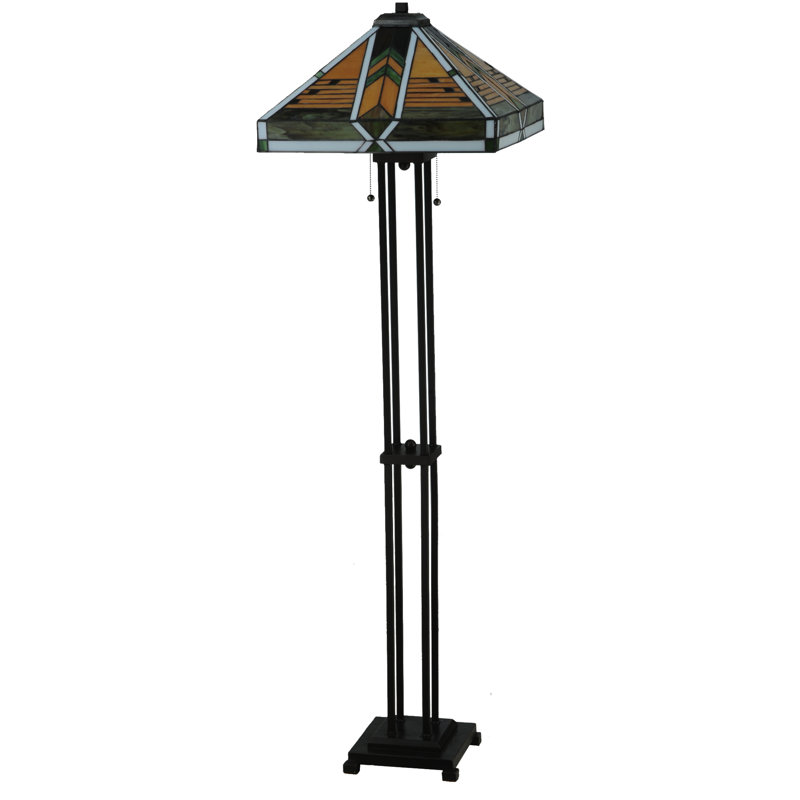 Abilene 56'' Mahogany Bronze Stained Glass Traditional Floor Lamp