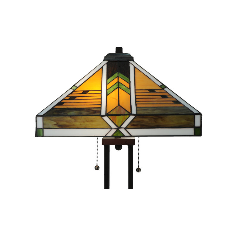 Abilene 56'' Mahogany Bronze Stained Glass Traditional Floor Lamp