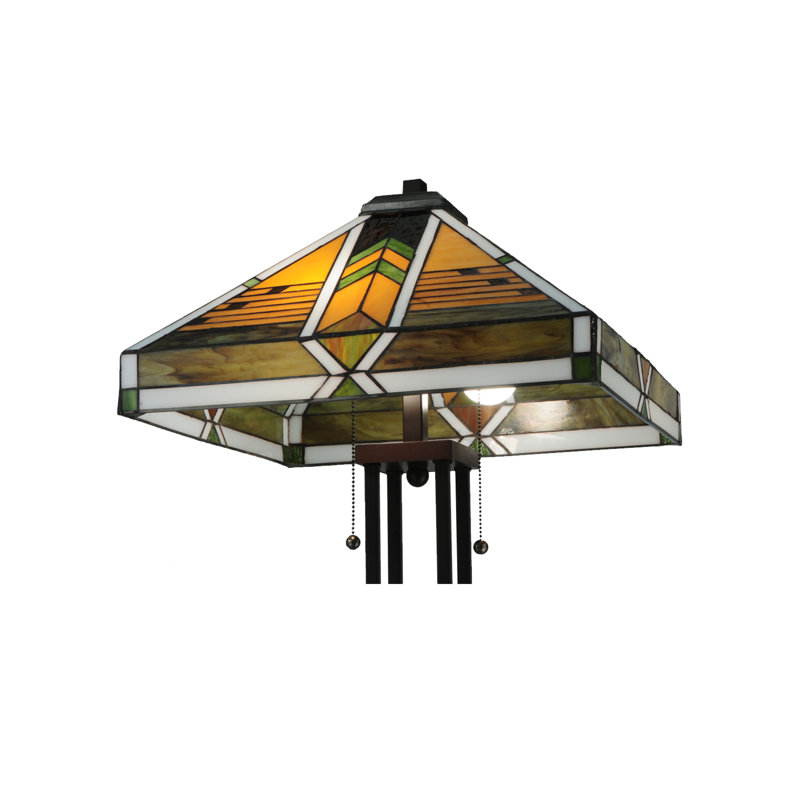 Abilene 56'' Mahogany Bronze Stained Glass Traditional Floor Lamp