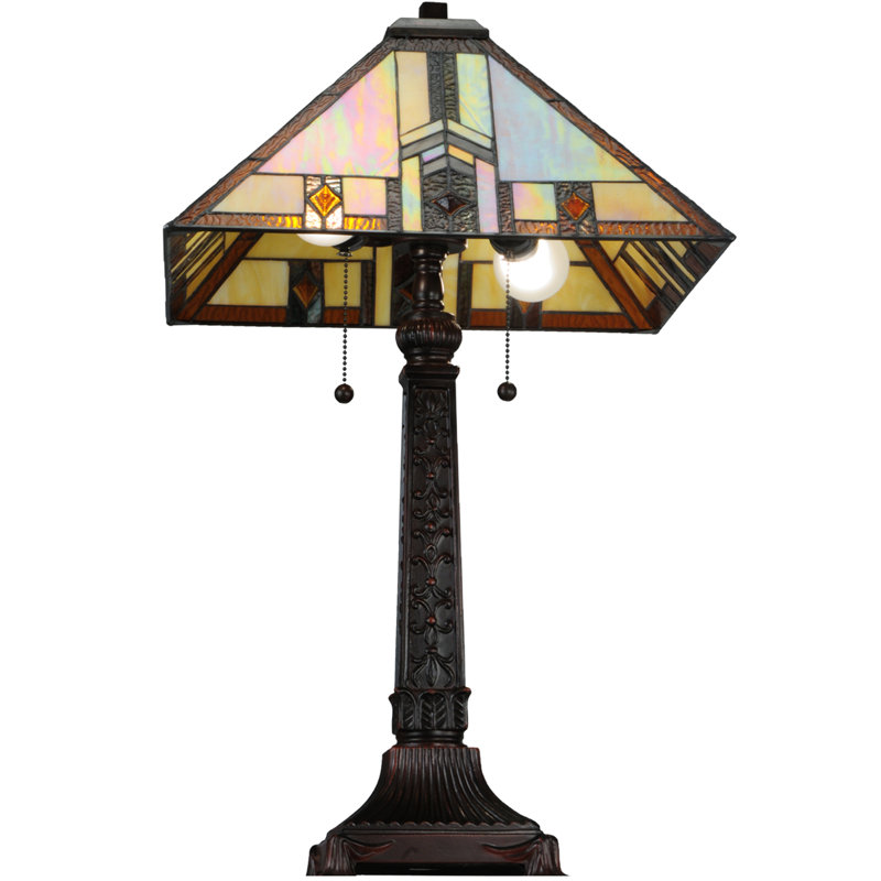 Prairie Wheat Harvest 26" Bronze Stained Glass Table Lamp