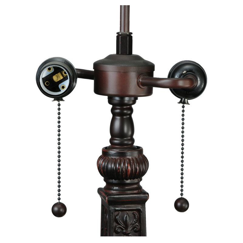 Mission Style Stained Glass 2-Light Table Lamp in Multicolor
