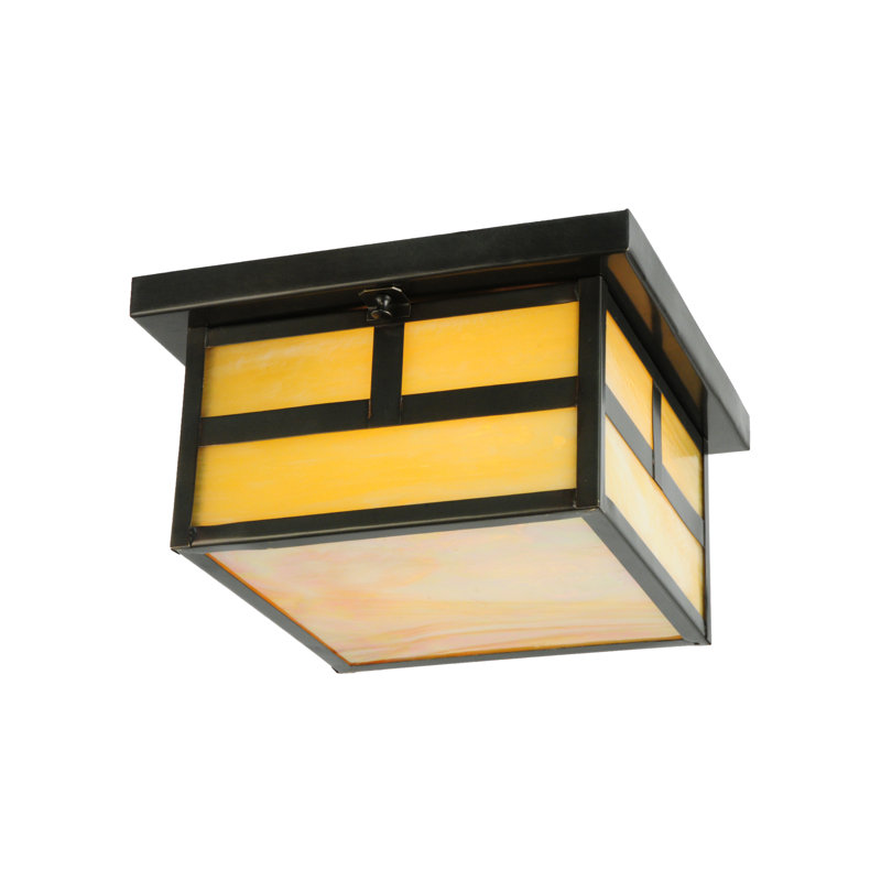 Hyde Park Mission 12" Dual-Light Glass Flush Mount - Brown