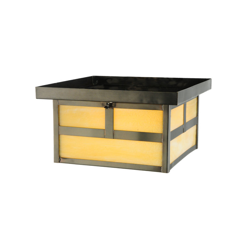 Hyde Park Mission 12" Dual-Light Glass Flush Mount - Brown