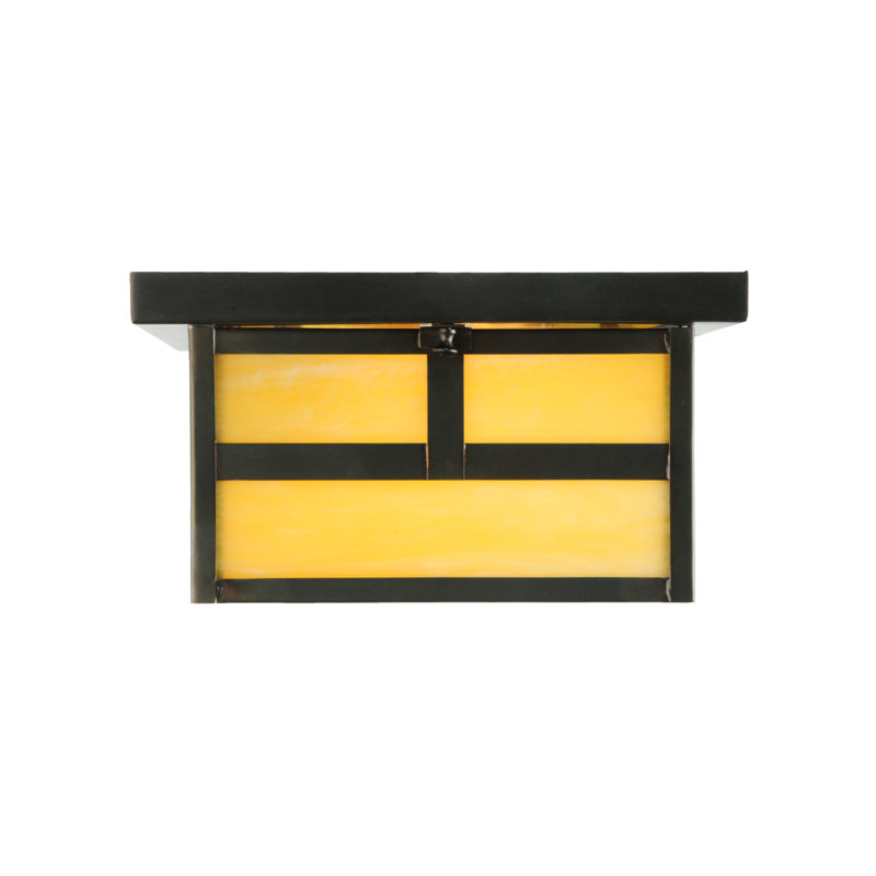 Hyde Park Mission 12" Dual-Light Glass Flush Mount - Brown