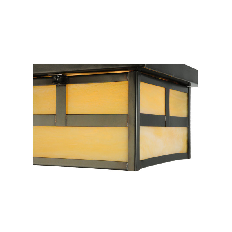 Hyde Park Mission 12" Dual-Light Glass Flush Mount - Brown