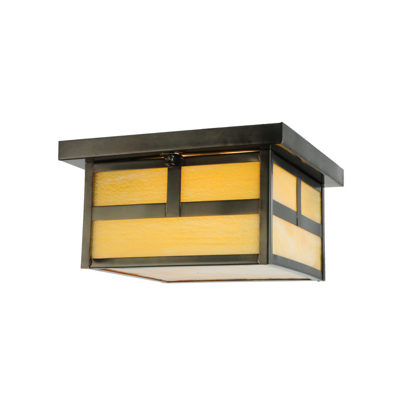 Hyde Park Mission 12" Dual-Light Glass Flush Mount - Brown