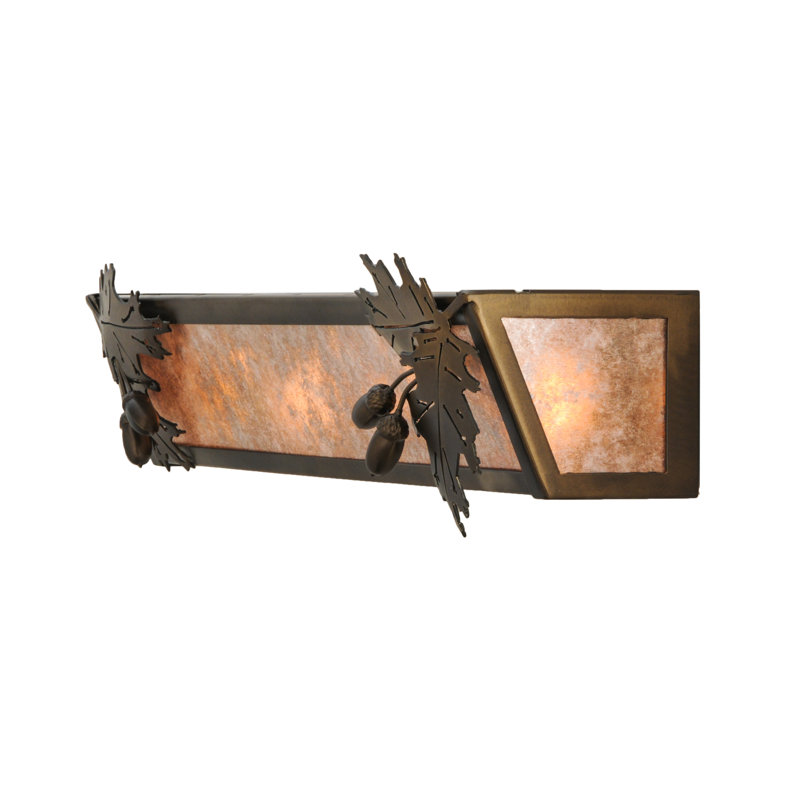 Rustic Lodge Oak Leaf & Acorn 24" Bronze Vanity Light